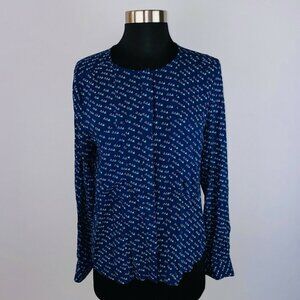 Anthropologie Maeve Womens 6 Tiny Group Birds Print Hidden Button Down Shirt